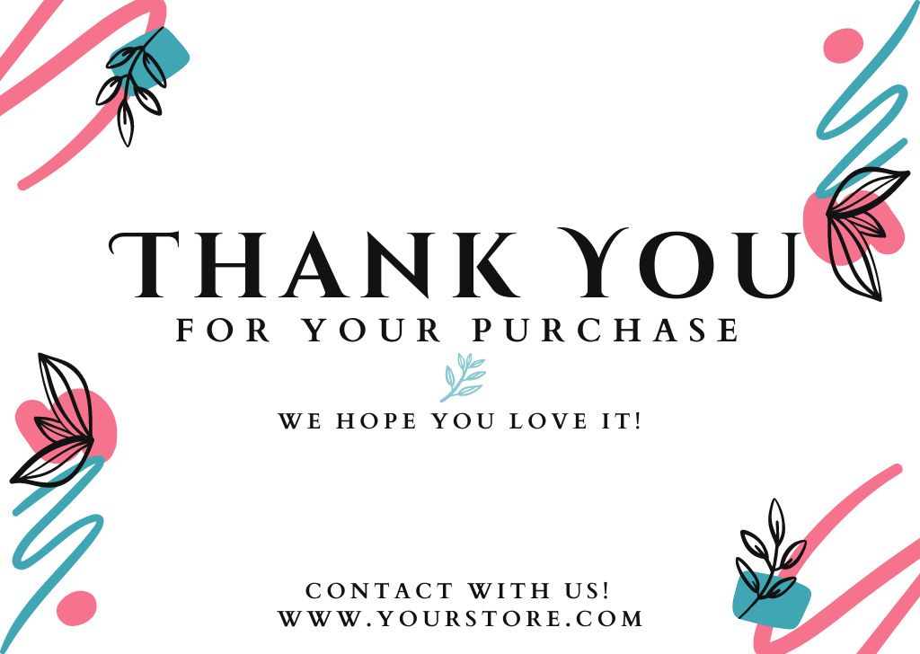 Szablon projektu Thank You For Your Purchase Message with Simple Leaves Card