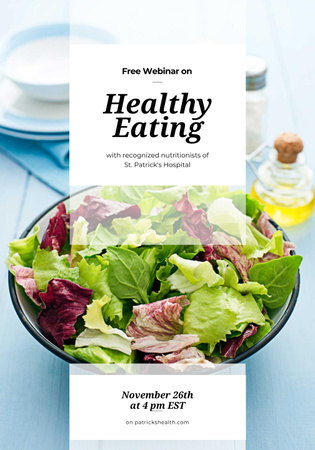 Free webinar on healthy eating Poster 28x40in Design Template