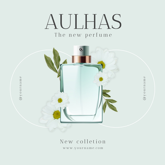 New Perfume Ad with Flowers Instagram AD Tasarım Şablonu