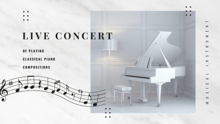 Event Announcement with Piano in White Room FB event cover Design Template