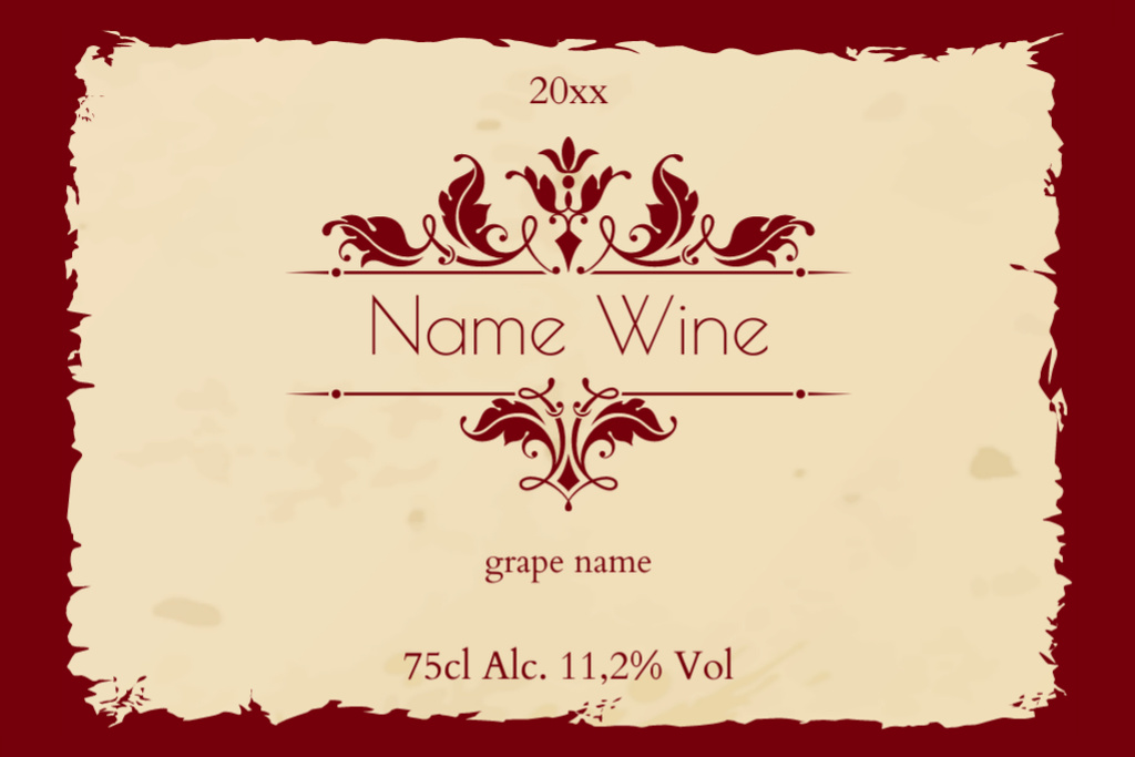 Exquisite Wine With Grape Sort Description Labelデザインテンプレート