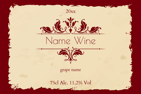 Exquisite Wine With Grape Sort Description Label Design Template
