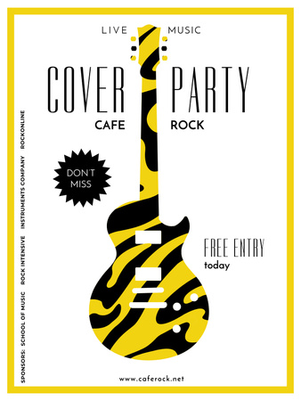 Advertisement for party with Guitar silhouette Poster US Modelo de Design