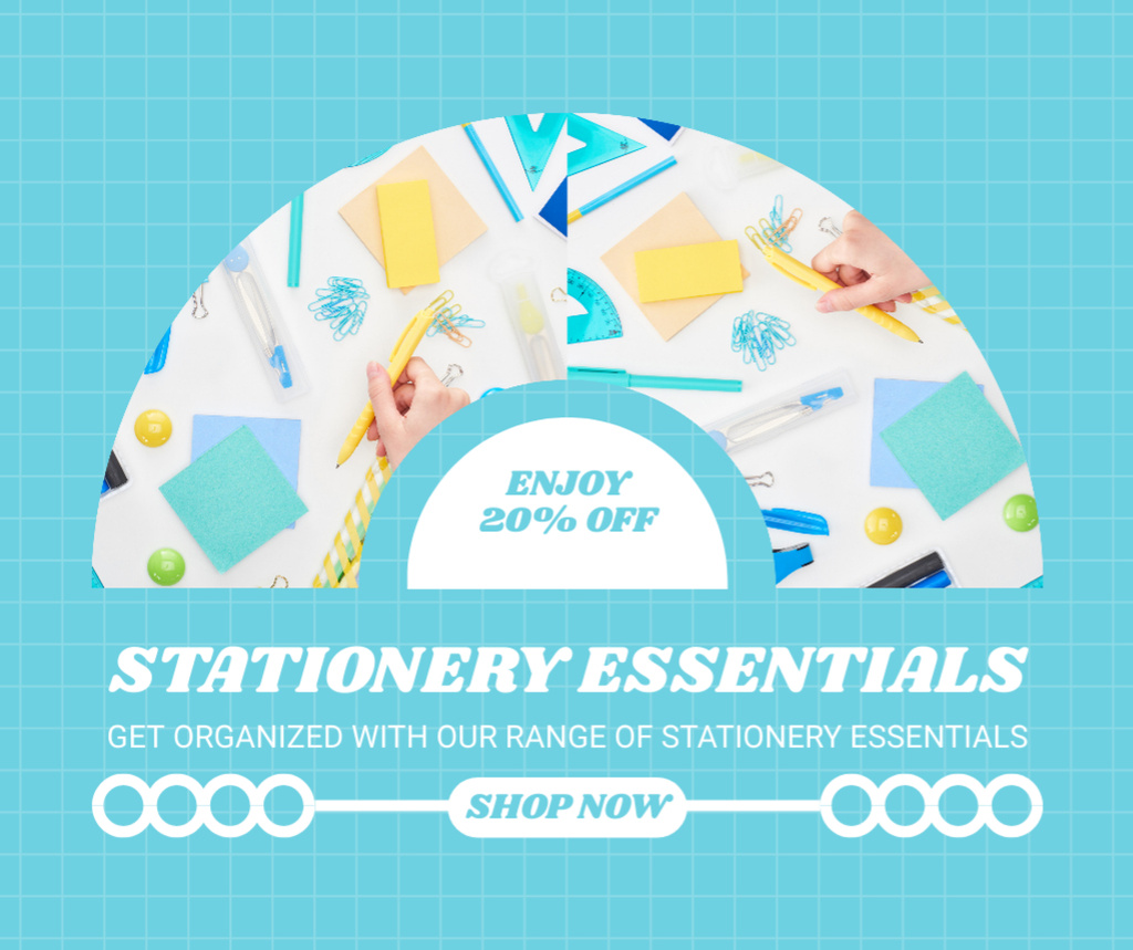 Huge Selection of Essential Stationery Supplies Facebook Design Template
