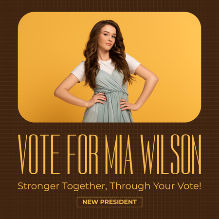 Photo of Girl Candidate on Brown Background Instagram Design Template