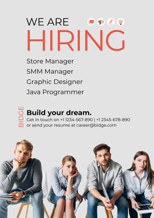 Job Vacancy Announcement with Young Candidates Poster A3 Design Template