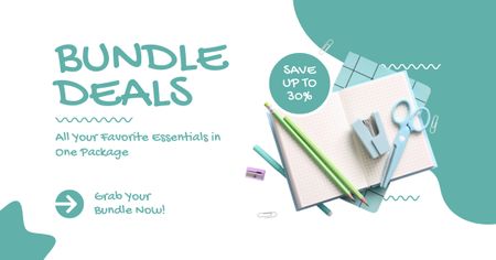 Platilla de diseño Bundle Deals On Essential Stationery Products Facebook AD