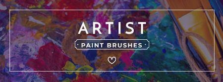 Paintbrushes Sale Offer with Colorful Painting Facebook cover tervezősablon