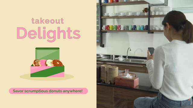 Sweet Doughnuts Takeaway With Promo Offer Full HD video Design Template