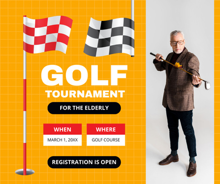 Template di design Torneo di golf per l'annuncio degli anziani Facebook