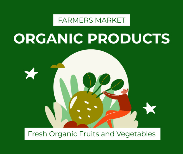 Modèle de visuel Offer of Fresh Vegetables and Fruits with Farmer and Harvest - Facebook