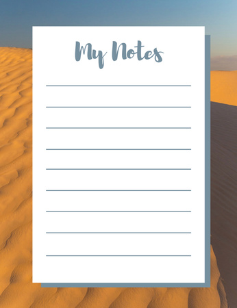 Personal Planner with Sand Dunes in Desert Notepad 107x139mm Design Template