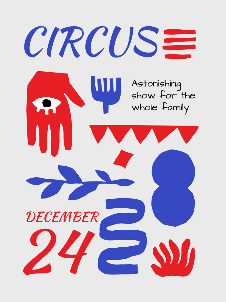 Circus Show Announcement with Bright Doodles Poster USデザインテンプレート