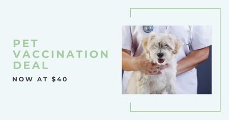 Plantilla de diseño de oferta vacunación para mascotas con perro en el hospital Facebook AD 