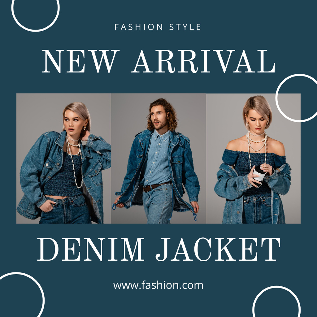Denim Jackets New Arrival Blue Collage Instagramデザインテンプレート