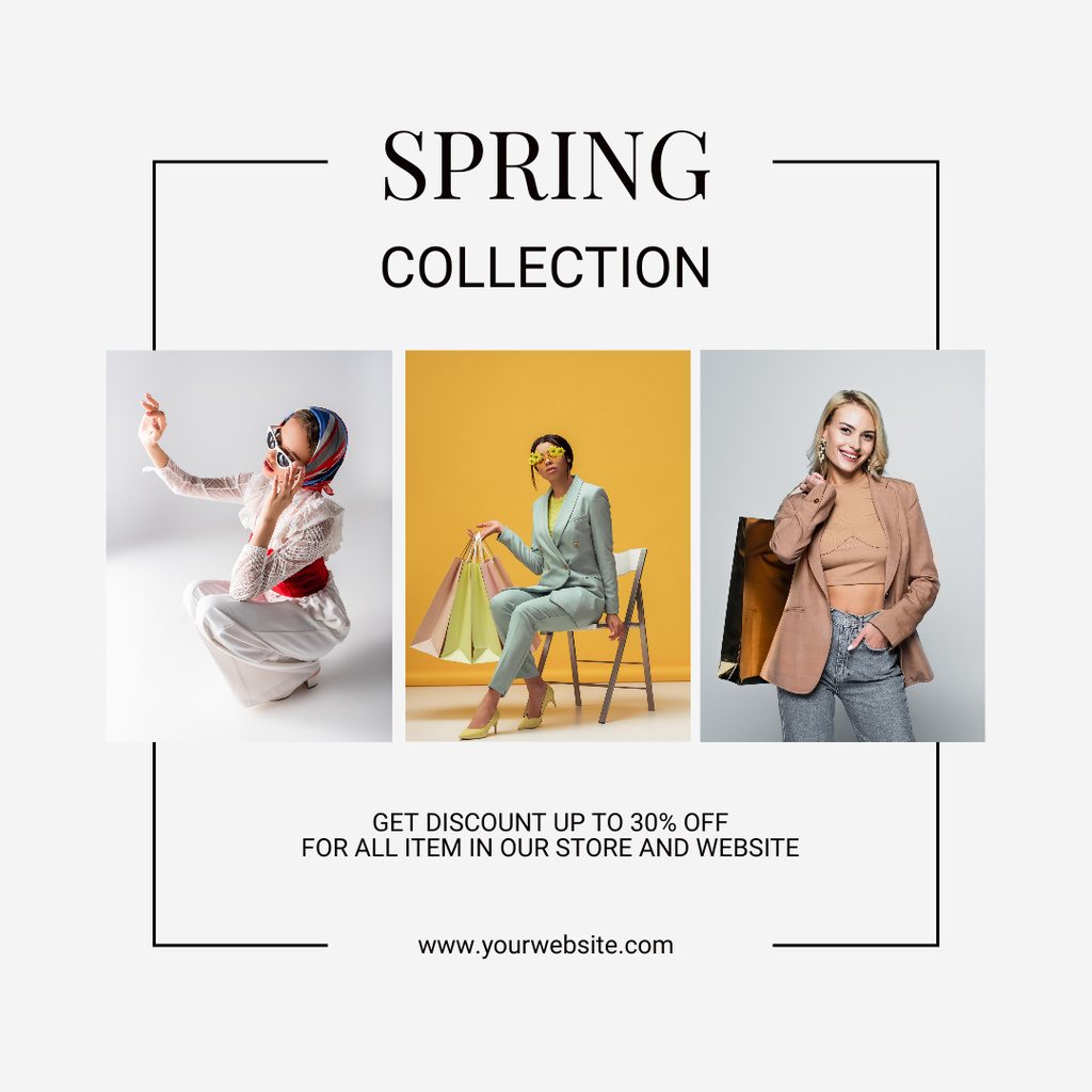 Spring Sale Fashion Collection Collage Instagram AD Design Template