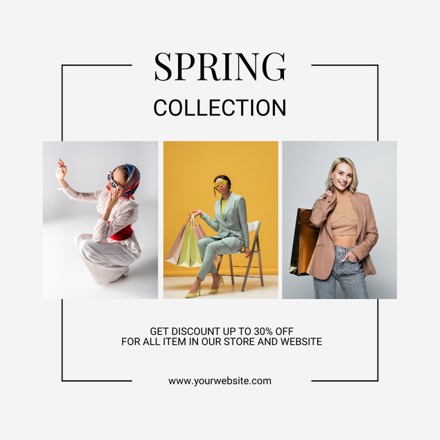 Spring Sale Fashion Collection Collage Instagram ADデザインテンプレート