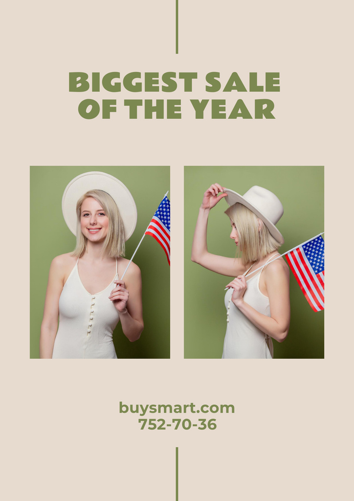 USA Independence Day Sale Announcement Poster Design Template