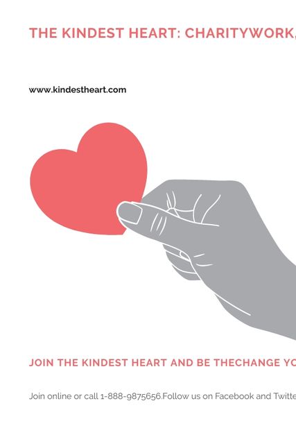 Charity event Hand holding Heart in Red Tumblr Design Template