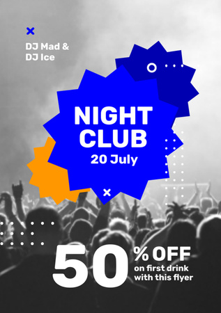 Night Club Promotion with Silhouettes of People Flyer A7 – шаблон для дизайну