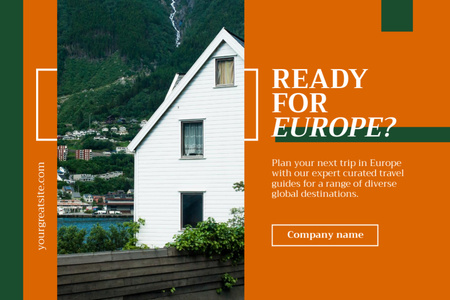 Platilla de diseño Europe Travel Tour Destinations Offer with House Postcard 4x6in