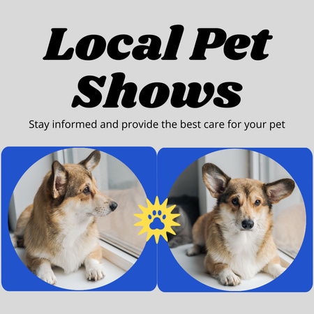 Local Pet Show Announcement with Collage of Cute Doggies Instagram Design Template