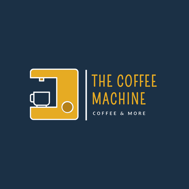 Cafe Ad with Icon of Coffee Machine Logo Tasarım Şablonu