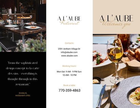 Plantilla de diseño de Anuncio de restaurante con interior minimalista moderno Brochure 8.5x11in 