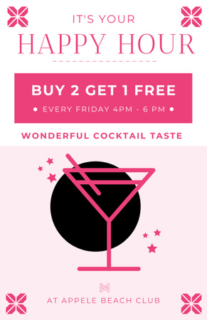 Happy Hours Promotion with Tasty Cocktail Recipe Card Design Template