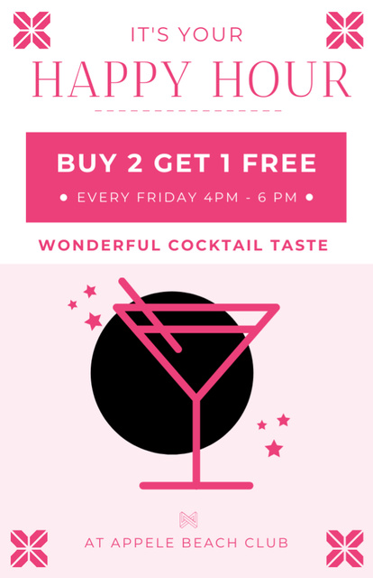 Happy Hours Promotion with Tasty Cocktail Recipe Cardデザインテンプレート