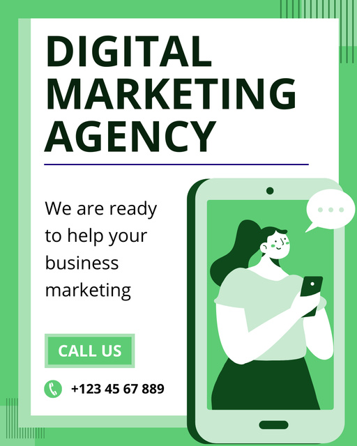 Woman using Digital Marketing Agency Services Instagram Post Vertical – шаблон для дизайну