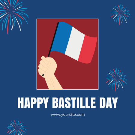 Plantilla de diseño de celebración del anuncio del día de la bastilla de francia Instagram 