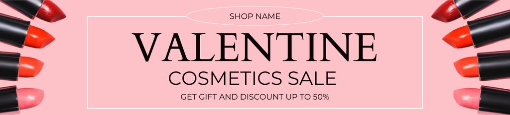 Cosmetics Sale Announcement for Valentine's Day Ebay Store Billboard Tasarım Şablonu