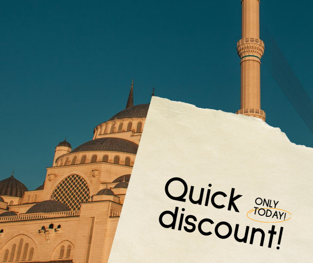 Ontwerpsjabloon van Facebook van Travel Discount Offer with Mosque