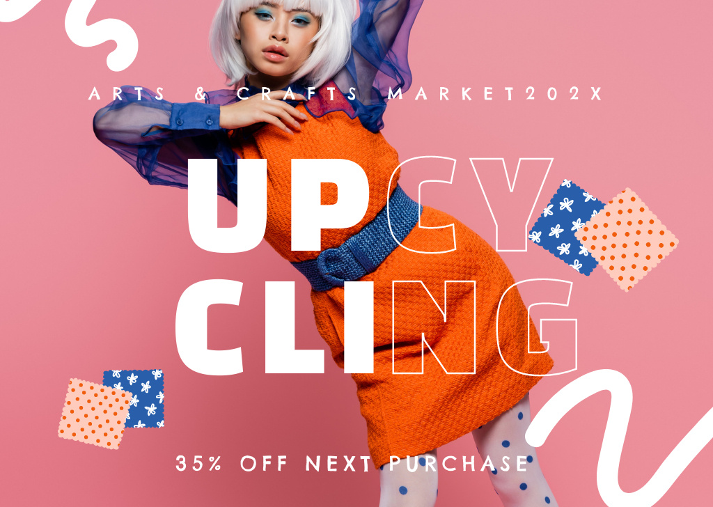 Upcycling And Craft Market With Discount Card Modelo de Design