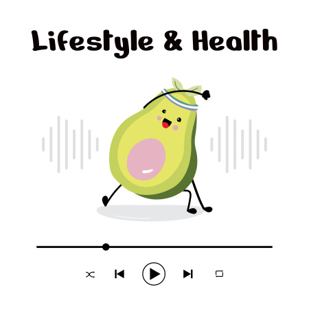 Cute Avocado doing Workout Podcast Cover Design Template