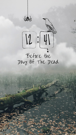 Designvorlage Day of the Dead Announcement with Log in Foggy Swamp für Instagram Story