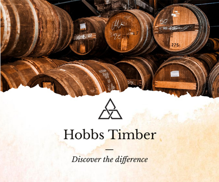 Timber Sales Company Promotion with Wooden Barrels in Cellar Medium Rectangle Design Template