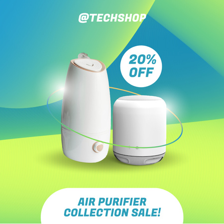 Оголошення про знижку на всю колекцію очищувачів повітря Instagram AD – шаблон для дизайну