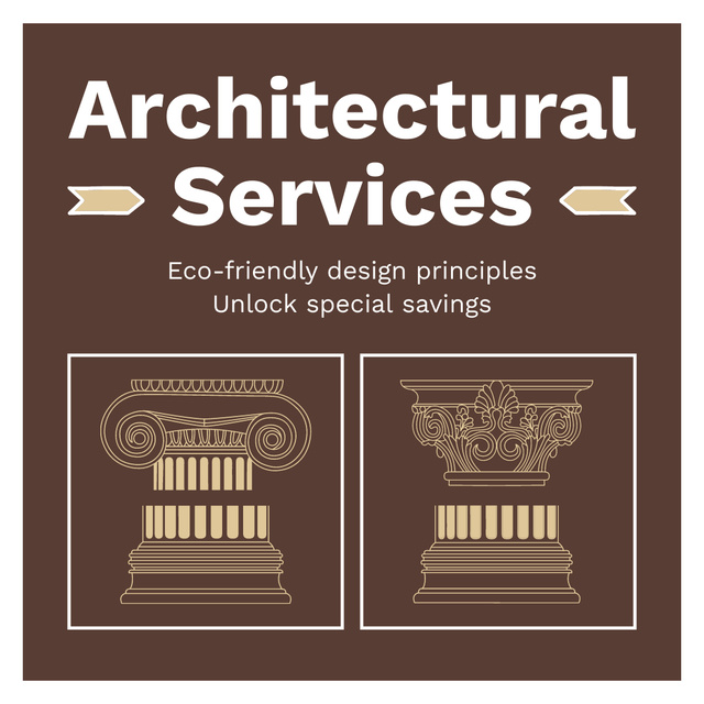 Architectural Services Ad with Illustration of Columns Instagram Tasarım Şablonu