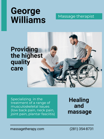 Massage Therapist Services Offer Poster US Design Template