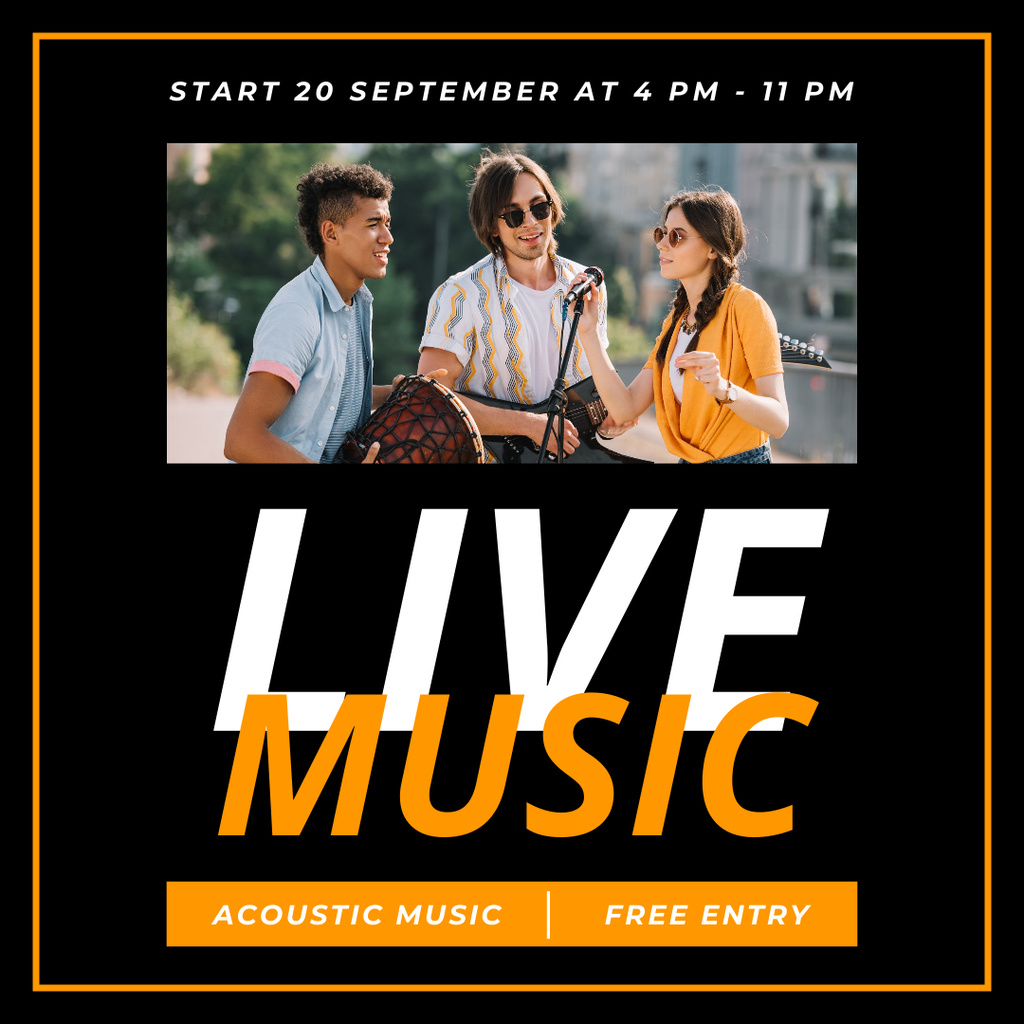Live Music Event Ad with Band Instagram – шаблон для дизайна