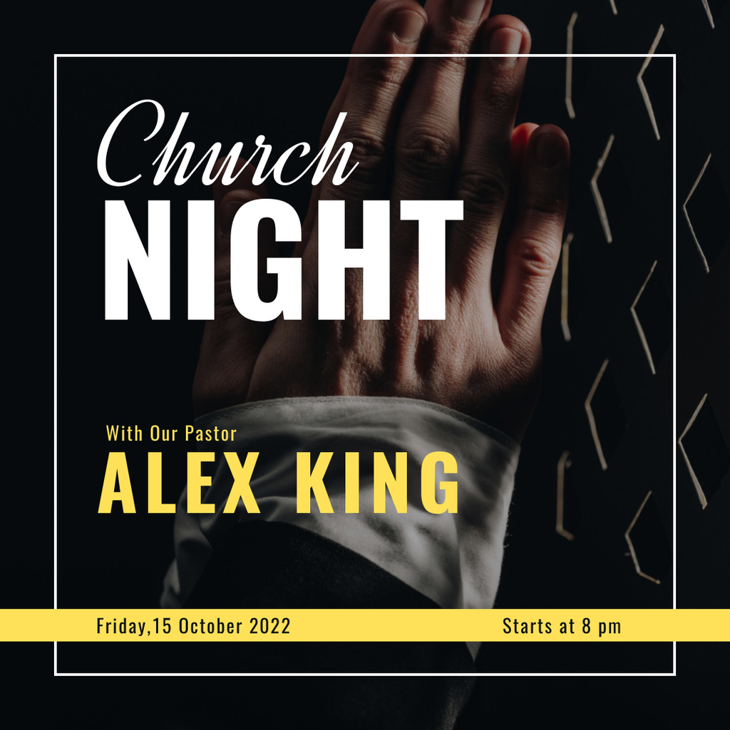 Church Night Announcement with Prayer Instagram Πρότυπο σχεδίασης