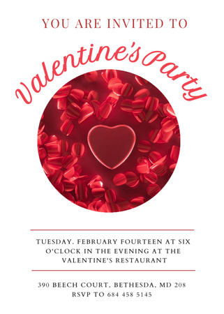 Ontwerpsjabloon van Invitation van Red Heart Valentine's Day Party Announcement