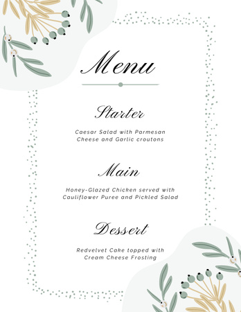 Egyszerű világosszürke esküvői ételek listája Menu 8.5x11in tervezősablon