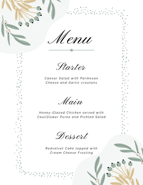 Modèle de visuel Light Grey Wedding Dishes List - Menu 8.5x11in