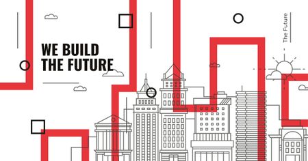 Modèle de visuel Building Agency Ad View of Modern City Buildings - Facebook AD