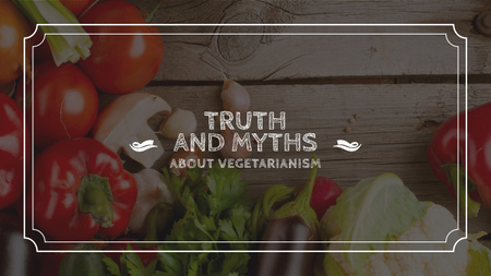 Designvorlage Vegetarian Food with Vegetables on Wooden Table für Youtube