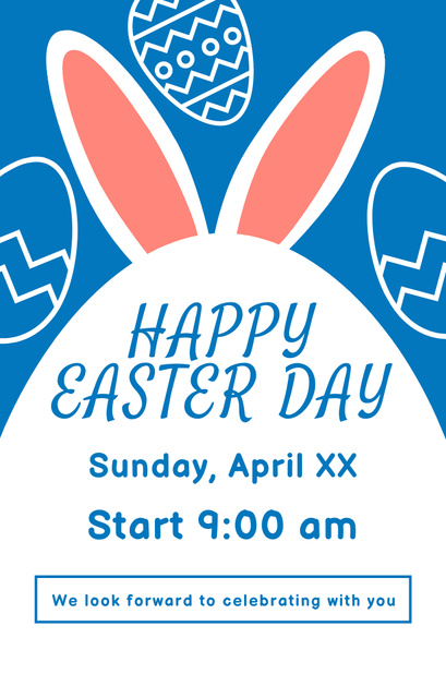 Plantilla de diseño de Easter Celebration Announcement with Cute Bunny Ears Invitation 4.6x7.2in 