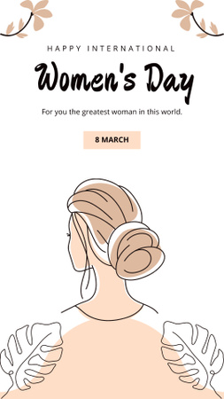 Illustration of Woman and Leaves on Women's Day Instagram Story Design Template